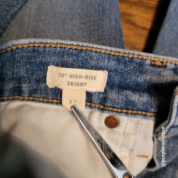 Madewell Jeans 27 Button Fly Skinny 10" High Rise Tummy Control Dewitt Wash - Picture 5 of 13